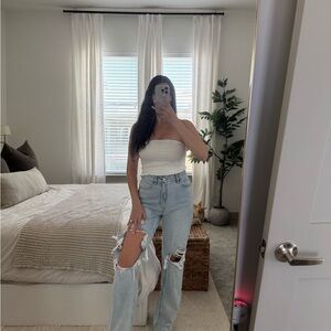 Light Blue Distressed Women Jeans